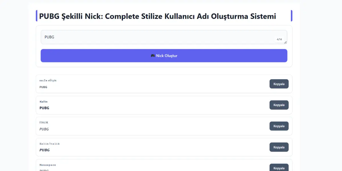 PUBG Şeklinde İsim